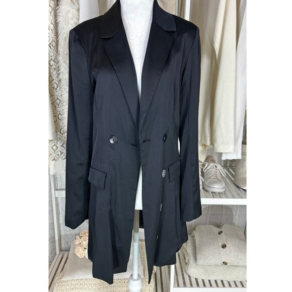Abercrombie & Fitch Women's Size S Longline 2 Button Satin Blazer Jacket #0558 - Picture 2 of 13